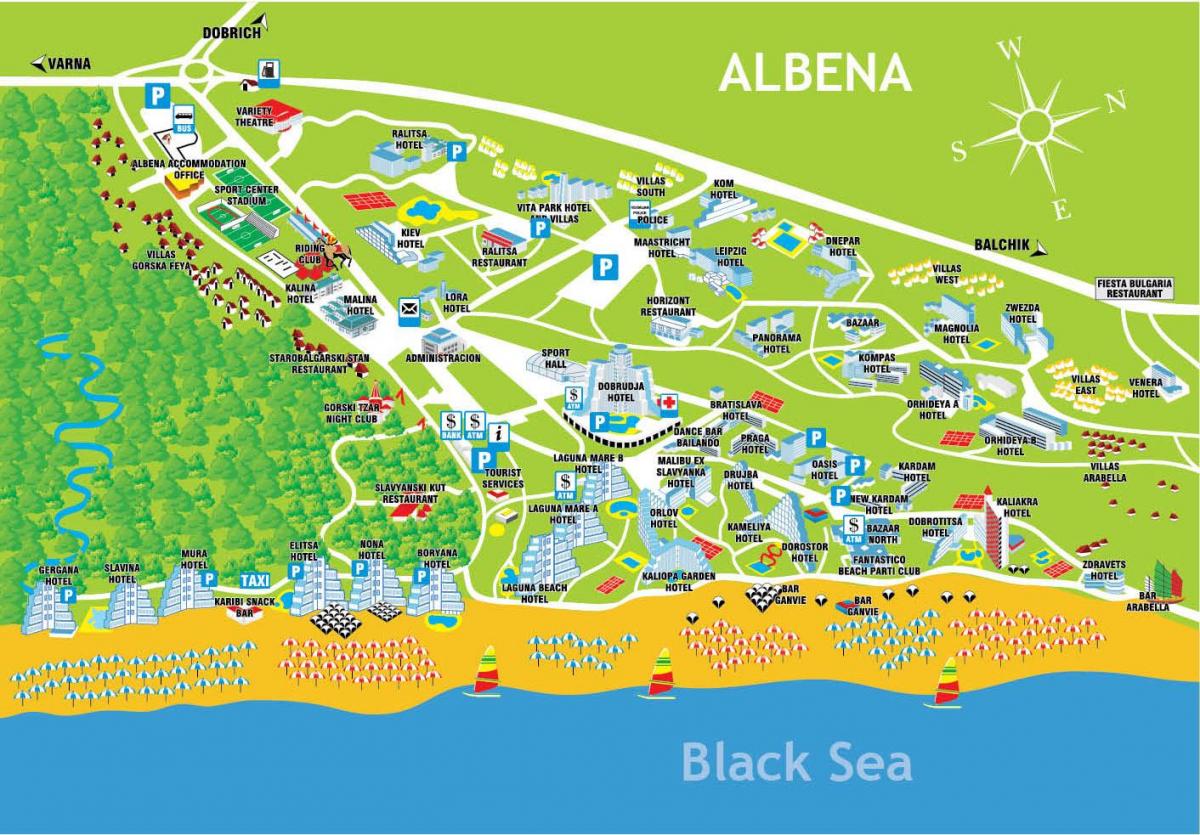 mapa ng albena Bulgaria