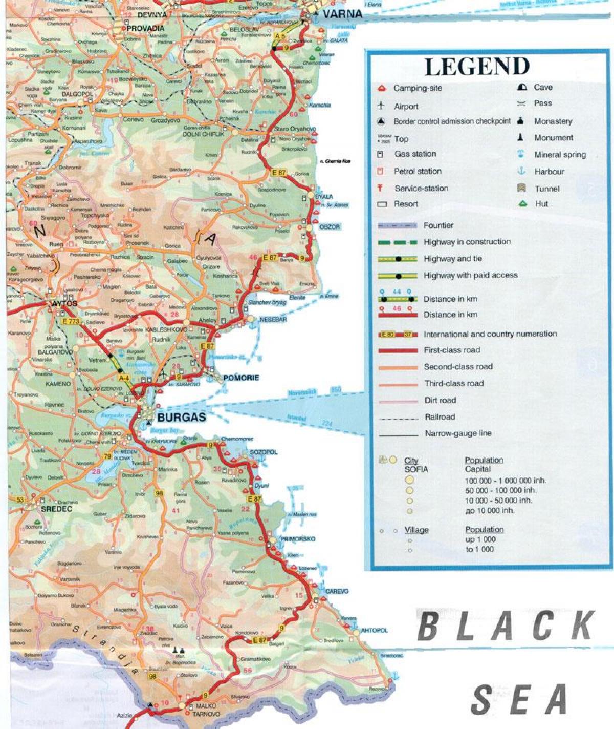 Bulgarian black sea baybayin mapa