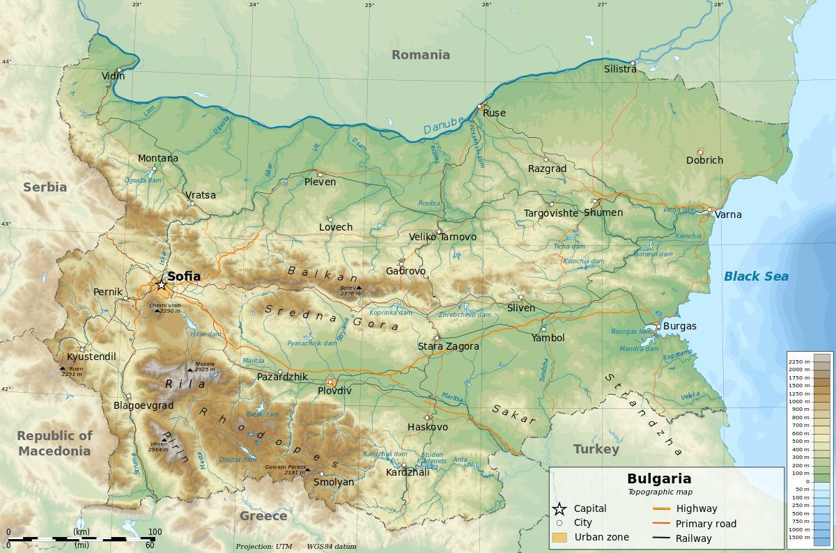 mapa ng Bulgaria heograpiya