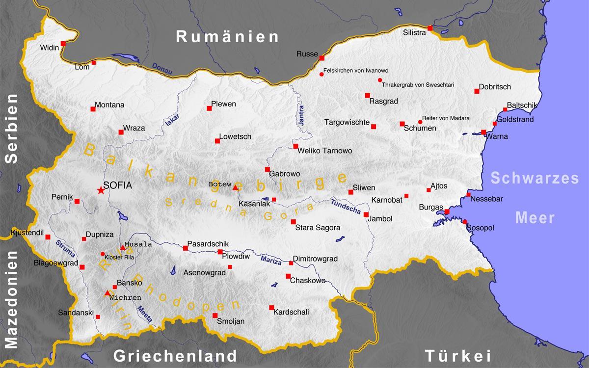 Bulgaria sa mga lungsod mapa