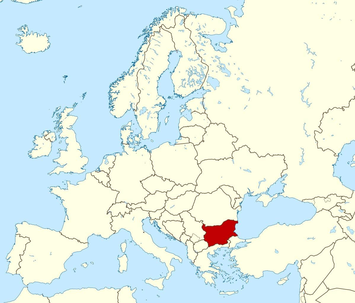 mapa ng mundo na nagpapakita ng Bulgaria