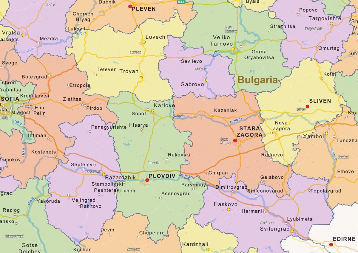 mapa ng Bulgaria pampulitika