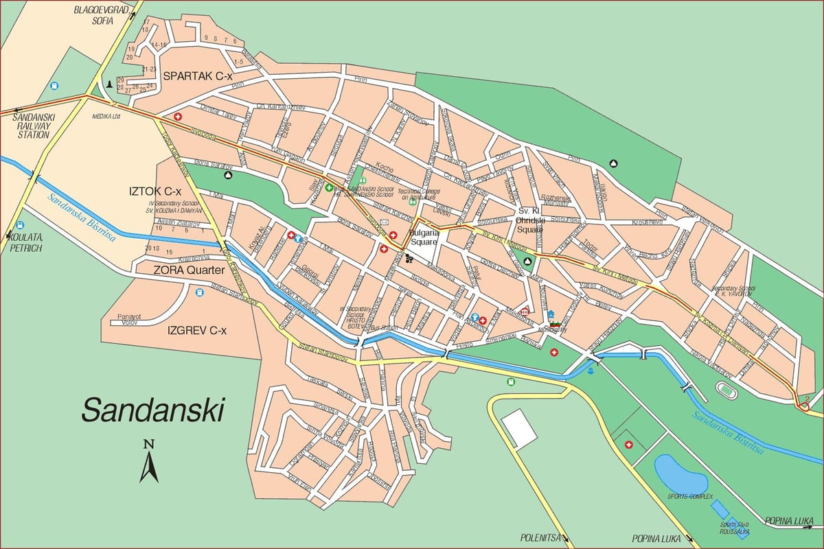 mapa ng sandanski Bulgaria