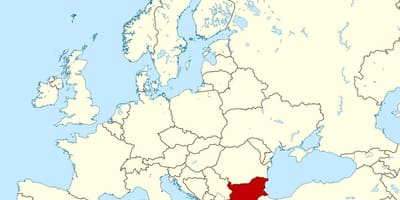 Mapa ng mundo na nagpapakita ng Bulgaria